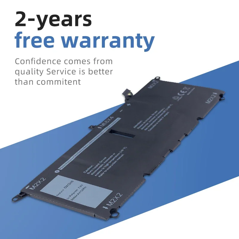 DXGH8 Laptop Battery for Dell XPS 13 9380 9370 7390 for Dell Inspiron 7390 2-in-1 7490 G8VCF H754V 0H754V P82G 7.6V 52WH