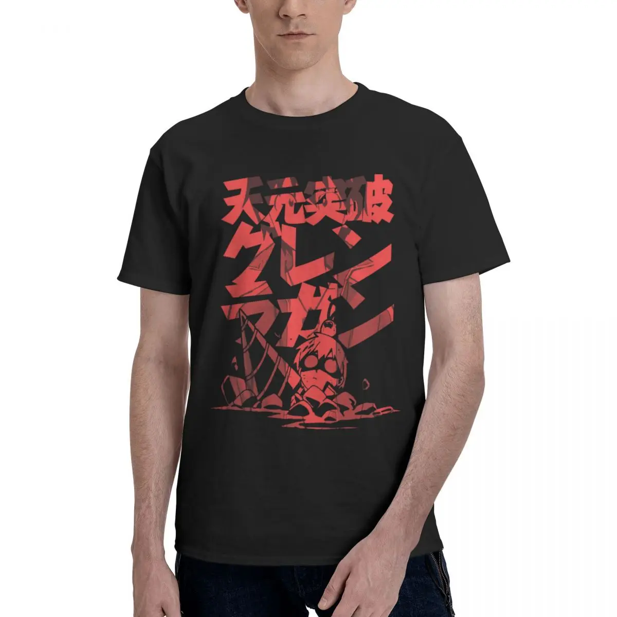 Men Anime Tengen Toppa Gurren Lagann Awesome T Shirt Streetwear O-neck Cotton Shirt Men