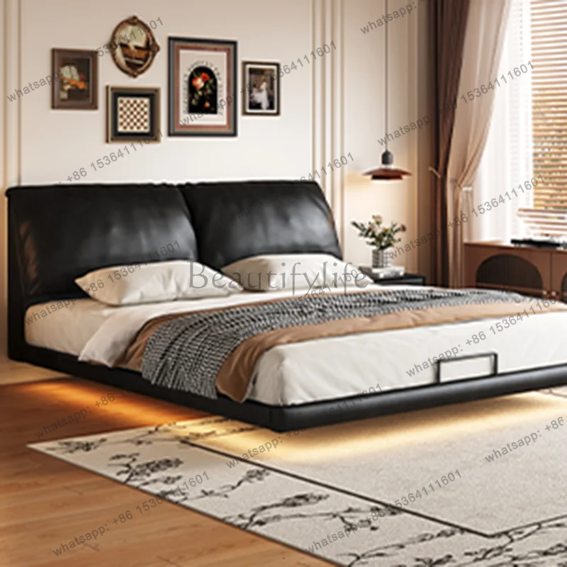 PG Floating Double Bed Bedroom Frame Beauty Sun Space Saving Simple Bed Sleeping Safe Letto Matrimoniale Lounge Suite Furniture