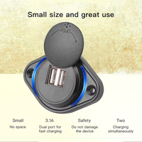 12-24V 3.1A PD QC3.0 2.1A Dual USB Charger Car Modified Socket Motorcycle Boat Utv Camper Caravans Universal Modified Charger