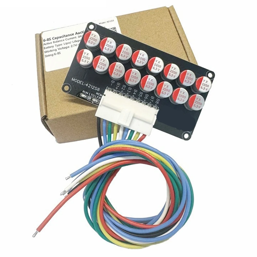 ABAN 8S 3A Active Equalizer Balancer 6S 7S Lifepo4/Lipo/LTO Battery Equalization Capacitor Shell 6-8S 3A Without Shell