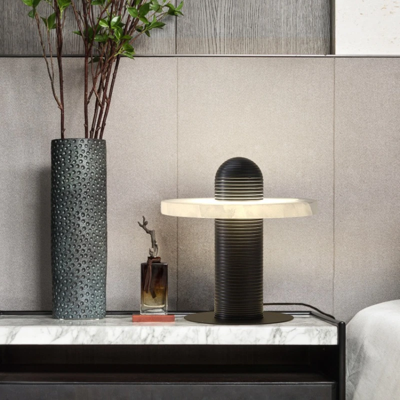 اسبانيا الفاخرة الرخام الطبيعي LED الطابق ضوء الحديثة مصمم شخصية ديكور دراسة غرفة نوم السرير فندق مصابيح طاولة الحد الأدنى #4