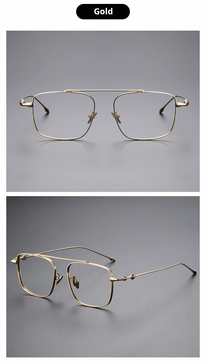 YIMARUILI Retro Pilot männer Brille Rahmen Ultraleicht Trendy Titan Legierung Große Größe Optische Brillen Frauen M1910 – Detail 11