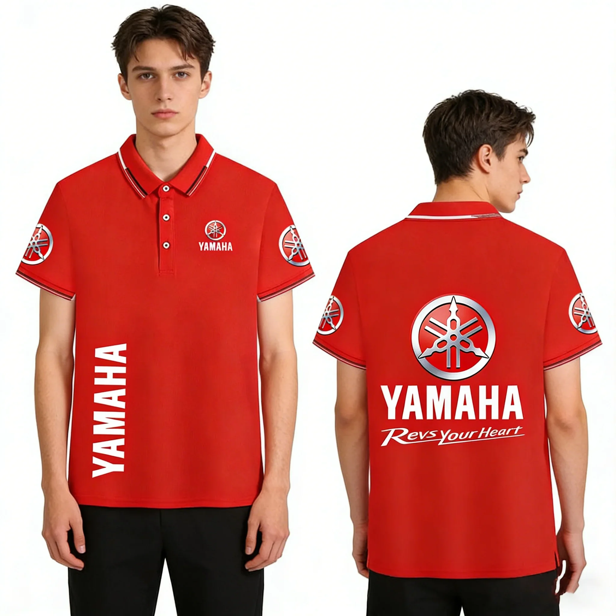 Motorrad-Renn-Poloshirt mit Kragen, Yamaha-Poloshirt, Radsportanzug für Männer und Frauen, Sommeroberteil, kurzärmeliges T-Shirt, MotoGP-Fan-Kleidung