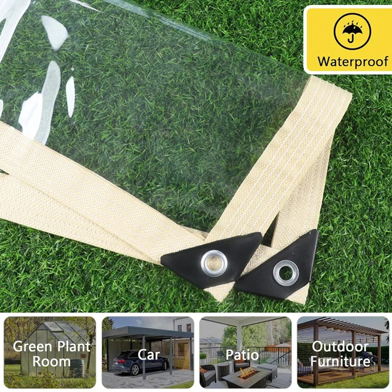 PVC Transparent Rainproof Cloth Soft Glass Clear Canvas Camping Tent Ground Sheet Balcony Waterproof Screen Pergolas Tarpaulin