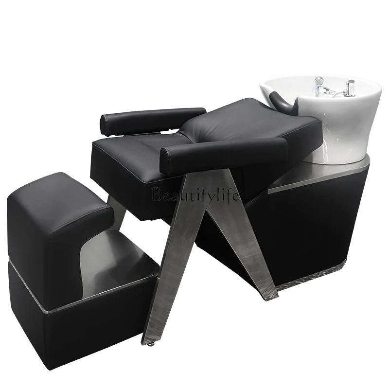 

Barber Shop Shampoo Chair Simple Fashion Salon Ceramic Deep Basin Flushing Bed for Hair Salon