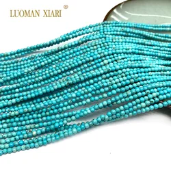 2 3 4MM Natural Blue Turquoises Smooth Loose Round Stone Beads For Jewelry Making DIY Bracelet Earrings Necklace Accessories