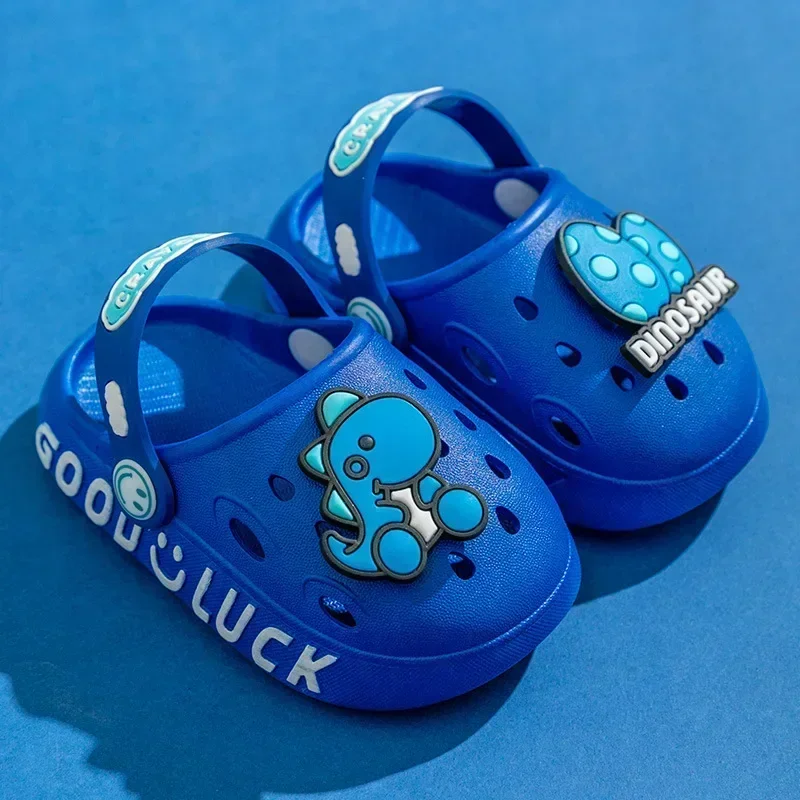 Cute Cartoon Dinosaur Kids Sandals Anti-Collision Toe Soft Sole Baby Slipper Unisex Infant Toddler Indoor Outdoor Beach Play
