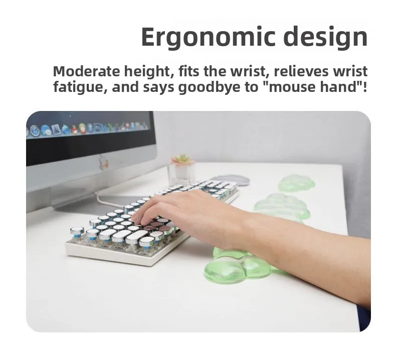 Wolkenförmige Silikon-Handgelenkauflage Mauspad Tastaturunterlage Ergonomische Schreibtischunterlage für Büro und Gaming in 8 Farben – Detail 3