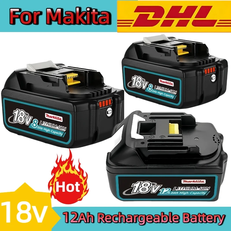 

For Makita100% Original Rechargeable Power Tool Battery 12Ah 18V BL1815 BL1850 BL1840 BL1860 BL1830，Replaceable LED Lithium-ion