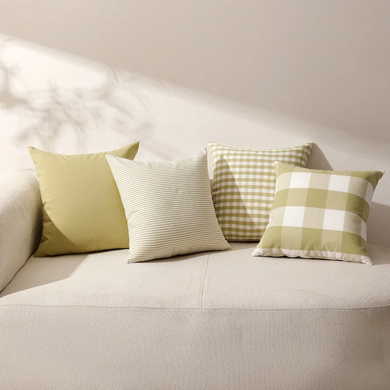 VIKAMA 2026 small fresh grass green size plaid striped plain throw pillow pillow cushion cover