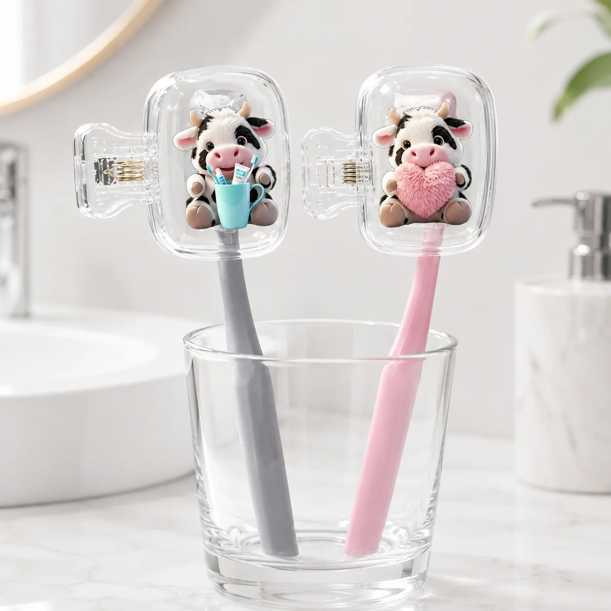 2 Pack Toothbrush Head Covers - Travel Protector Cap Case, Combo Clip for Household & Camping, Durable Plastic Portable