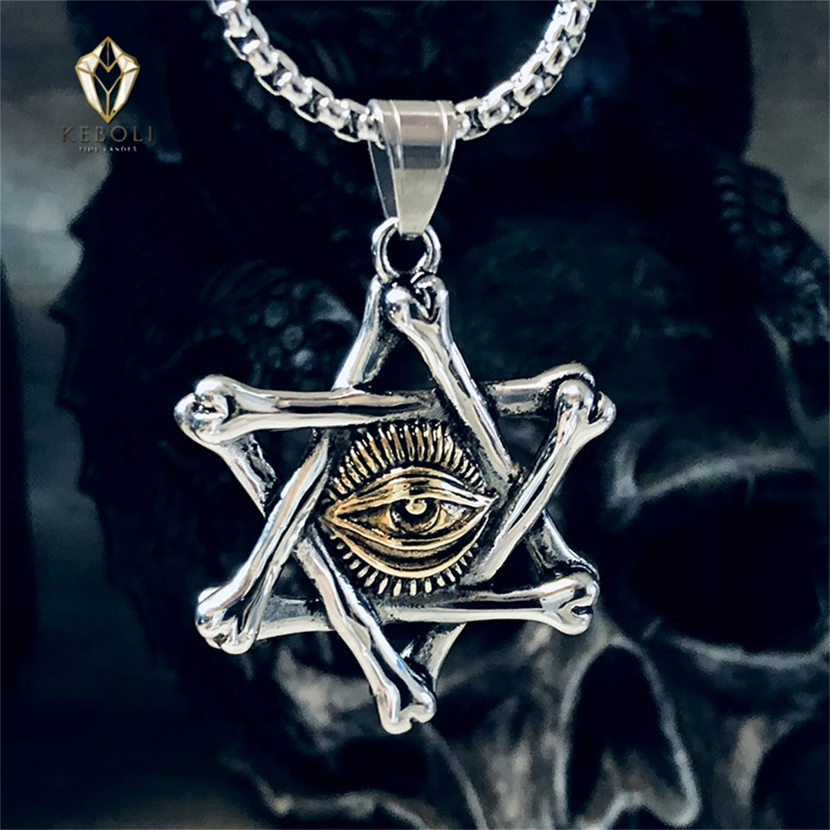 Stainless Steel Fashion Geometric Necklace Men's Personalized Fashion Hip-hop Trend Jewelry Devil's Eye Cthulhu style pendant