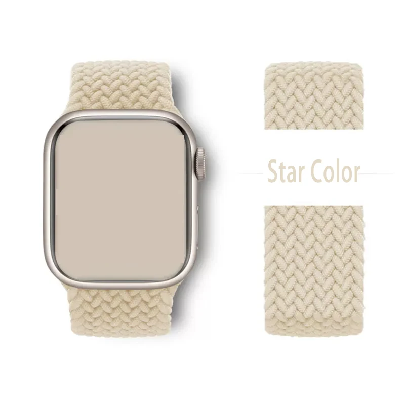 Braided Strap For Apple Watch Band 49mm 44mm 40mm 45mm 41mm 42mm 46mm Elastic Solo Bracelet iWatch series Ultra 10 9 8 7 6 5se 3