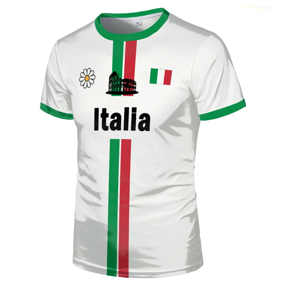 إيطاليا لكرة القدم تي شيرت الصيف الشباب تنفس التجفيف السريع كرة القدم التدريب جيرسي للجنسين العلم الإيطالي المطبوعة القمم الرياضية هدية
