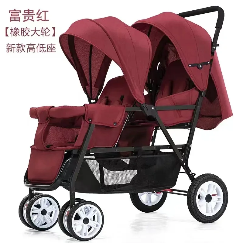 Twin Strollers Double Carro Para Bebés Gemelos For Newborn Prams Infant Buggy With Front And Back Seat Lie Foldable