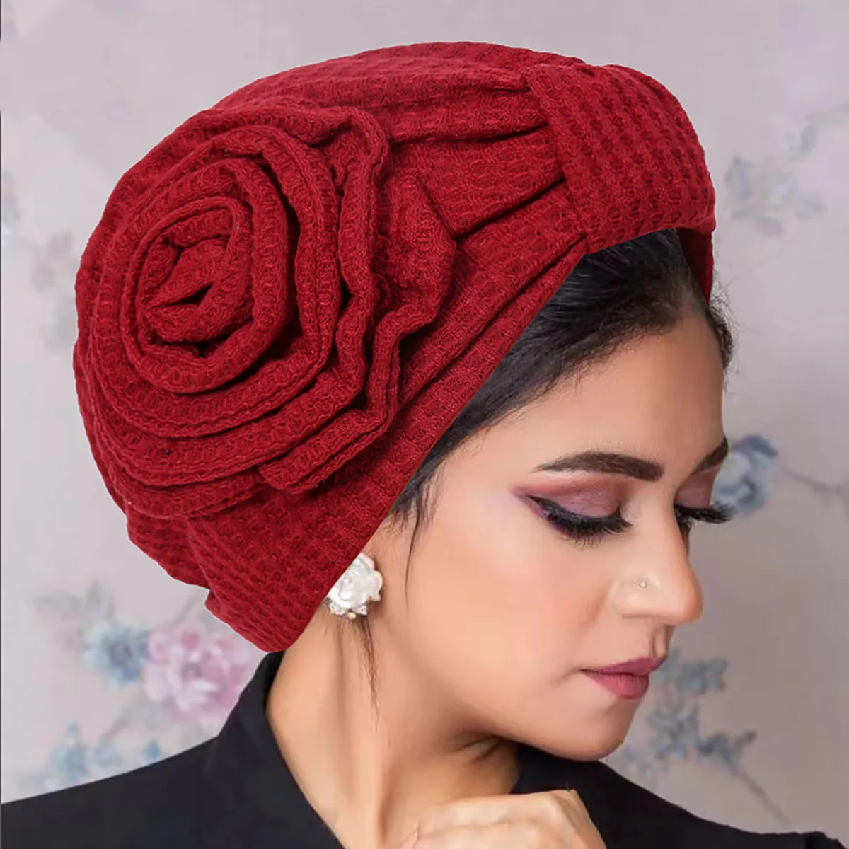 Trendy Muslim Fashion Flowers Women Hijab Caps Instant Headwrap Turban Bonnet Ready To Wear HIjabs Indian Hats