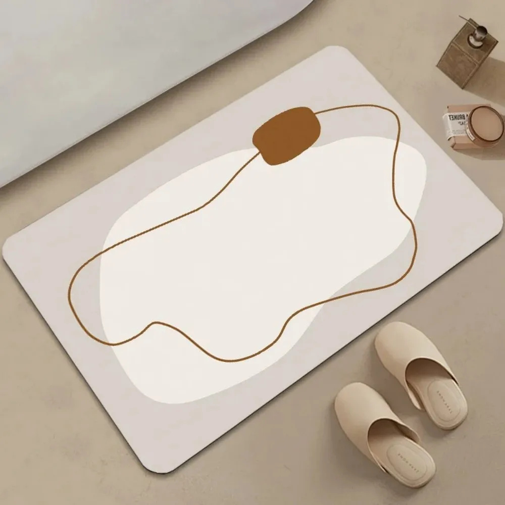VIKAMA Scandinavian Style Decora Doormat Beige And White Lines Of Art Sense Of Non Slip Wear Resistant Floor Mats Home Decora