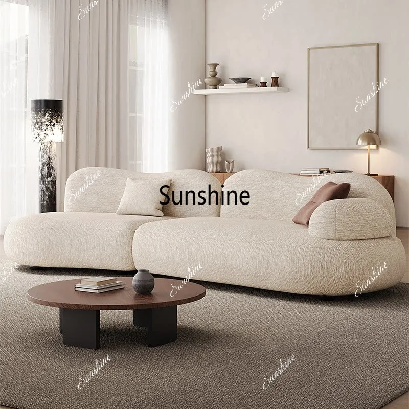 High-grade light luxury fabric can be fully disassembled and washed, special-shaped design large flat-floor apartment sofa