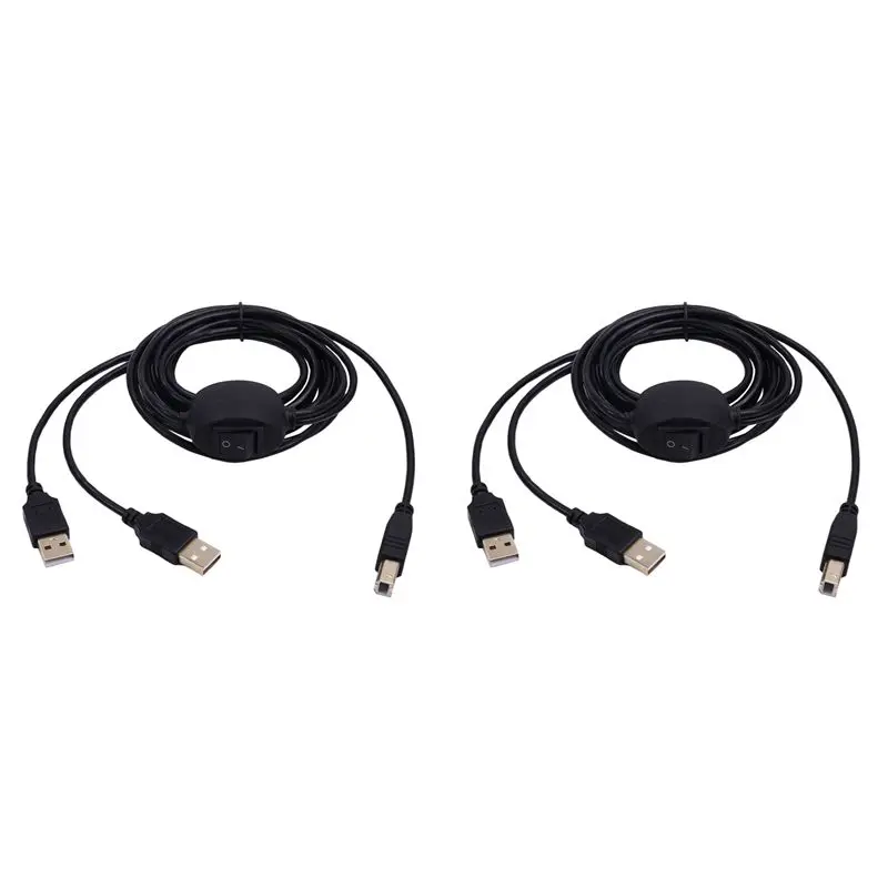 Superior-2X 2 In 1 Printer Cable USB A To B Male To Male Printer Cable For Hp Canon Printer Splitter For Two Computers A
