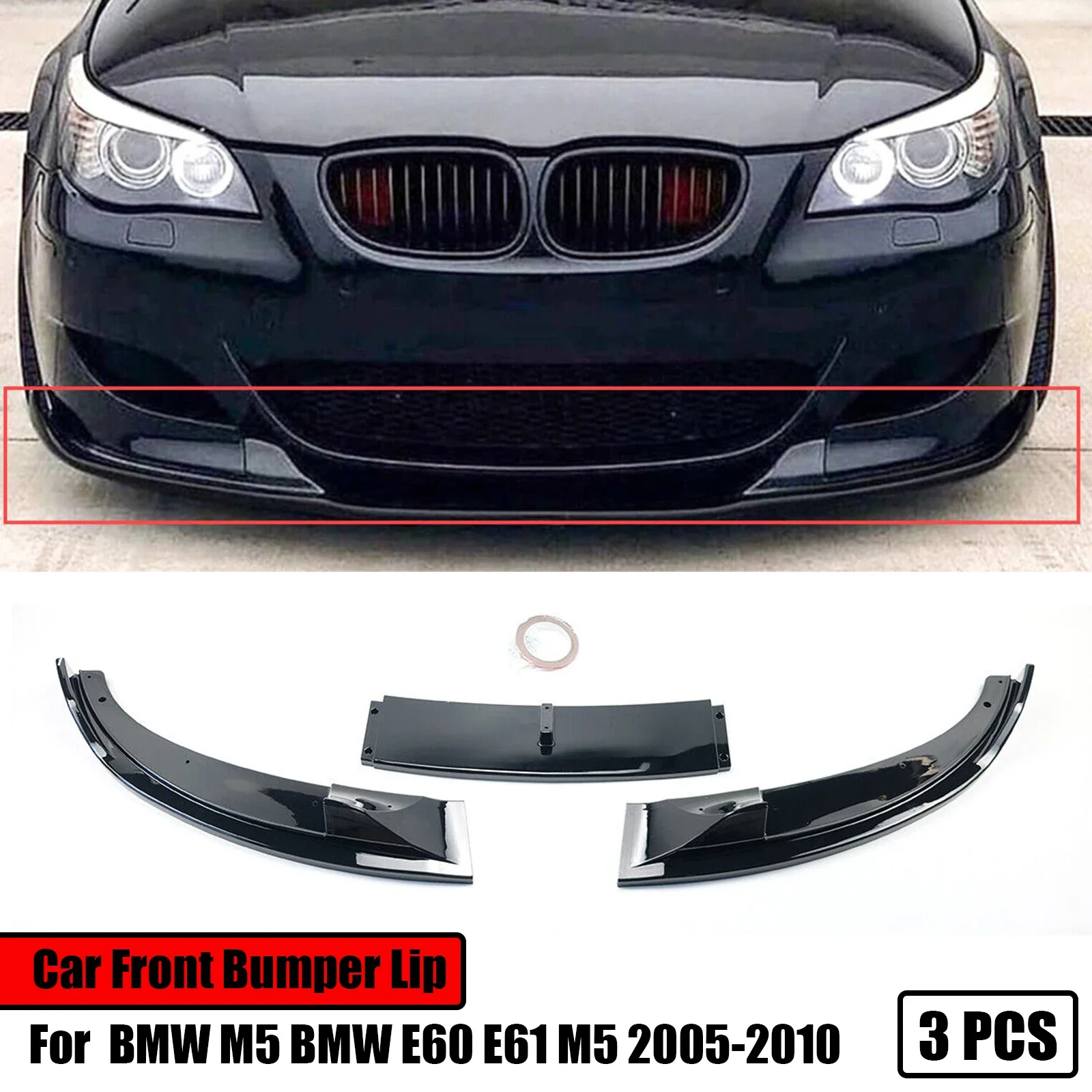 For BMW E60 E61 M5 2005-2010 Front Bumper Lip Splitter Diffuser Spoiler Body Kits Front Shovel Lip Surround Front Skirt Board