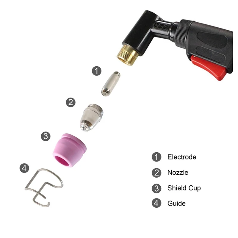 40Pcs Plasma Cutter Flashlight Consumables Electrode Nozzle Cup Kit Galvanized Copper Ceramic AG-60 Consumables