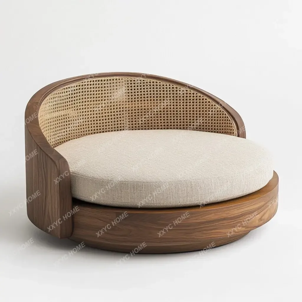 

Solid Wood Sofa Chair Living Room Leisure Chair Creative Round Sofa Chair