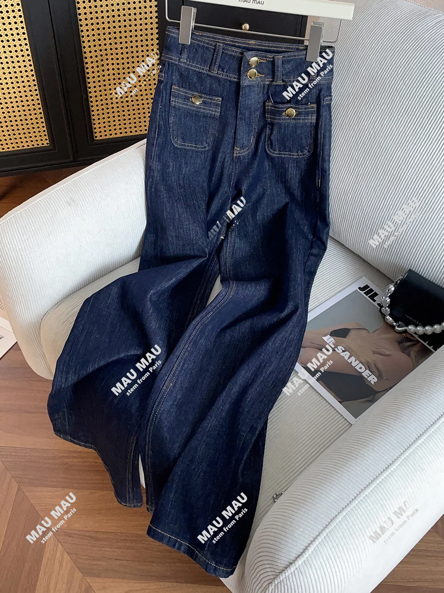 

Винтажные джинсовые джинсы с высокой талией, повседневные универсальные широкие брюки для женщин, южное масло, осенняя коллекция премиум-класса Faion