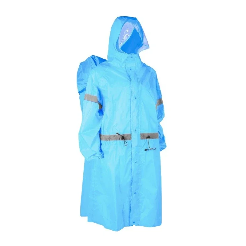 Male and female adult long rain jumpsuit raincoat for outdoor hiking, portable backpack, waterproof raincoat