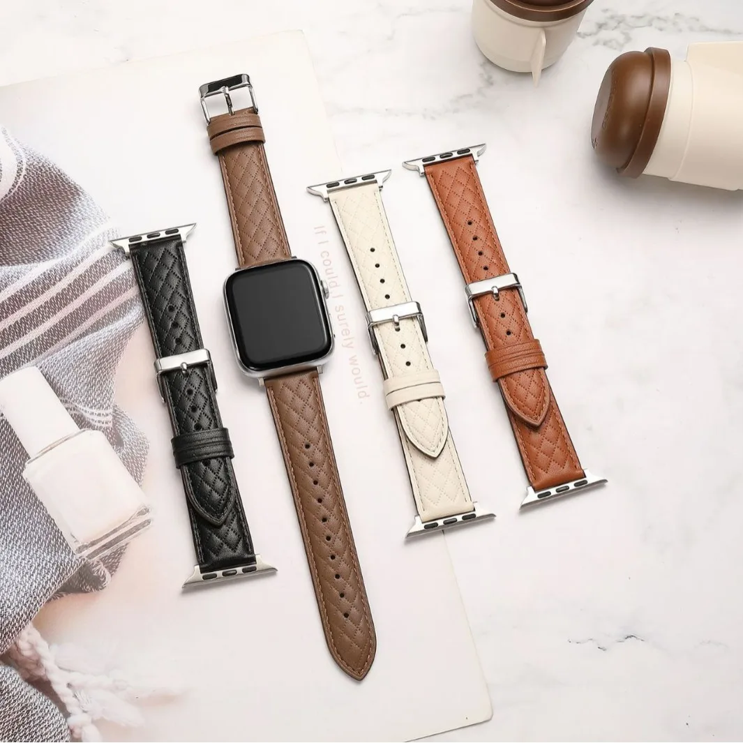 New and Suitable Apple Watch Strap Applewatch Smart Watch Strap Couple Rhombic Pattern