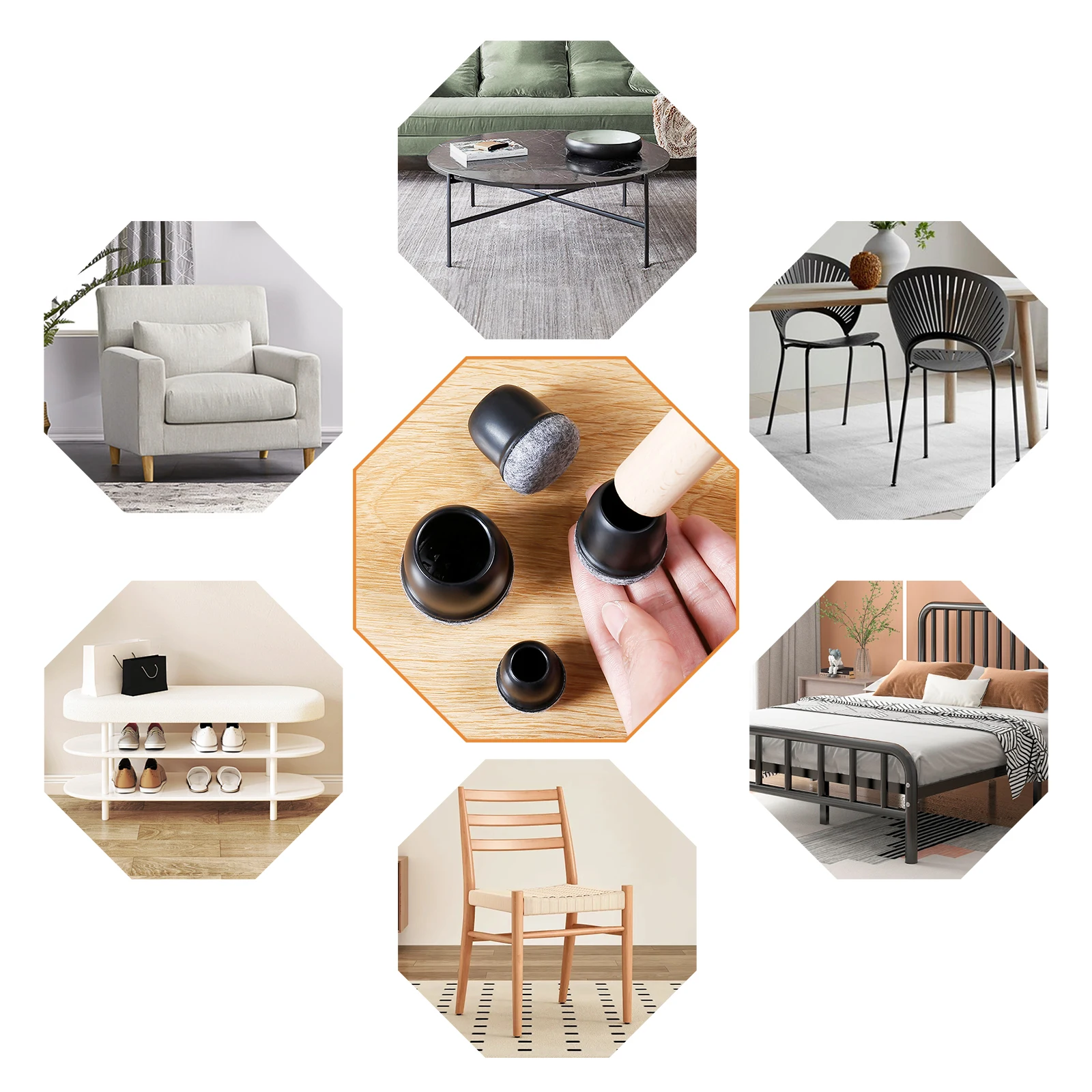 

16 силиконовых накладок для ножек стульев с войлочной подкладкой, защитные накладки для ножек диванов и столов, противоскользящие, снижающие шум, для твердых полов