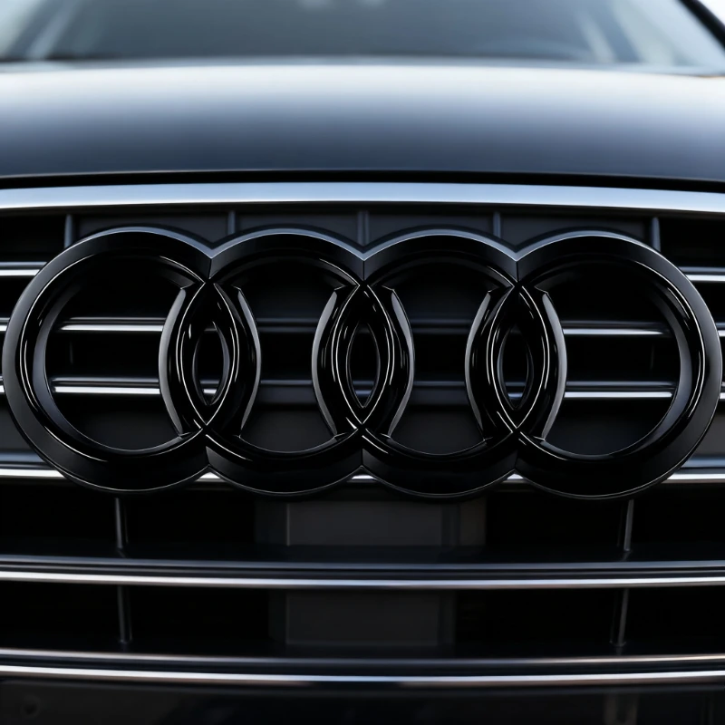 

Suitable For Audi A3 A4 A5 A7 A2 Q3 Q5 Q8 Silver/Black four ring ABS car front emblem badge and rear trunk emblem badge sticker