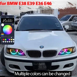 For BMW 3 5 7 Series E36 E46 E39 E38 RGB Dynamic Revolving Angel Eyes LED APP control Sequential Flowing Multicolor Car Rings