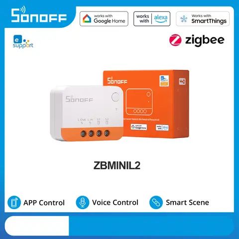 SONOFF ZBMINI-L2 Smart Switch Module No Neutral Wire Required Smart Home 2 Way Control Support eWeLink APP Alexa Google Home