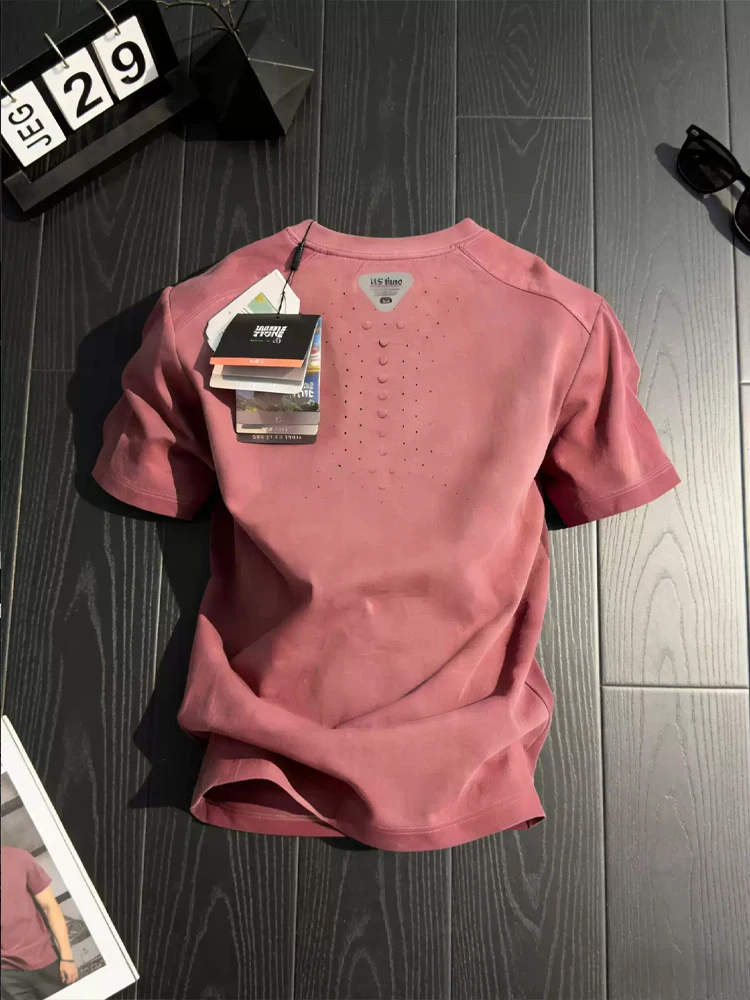 Pink Dragon Scale Quick Dry Men's T-Shirt Summer Outdoor Badminton Cycling Shortsleeve American Fitness Half Sleeve Top