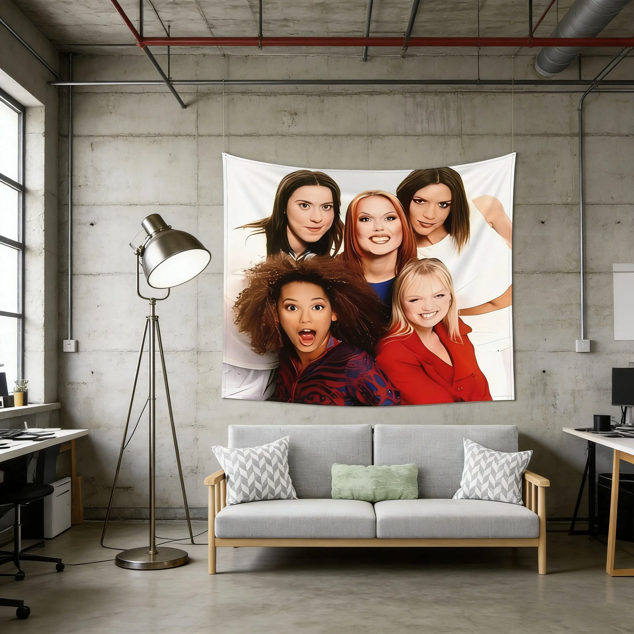 Vintage Spice Girls Wall Art Tapestry, Y2K Aesthetic Decor, Soft Skin-Friendly Peach Skin, Trendy Dorm Bedroom Wall Hanging
