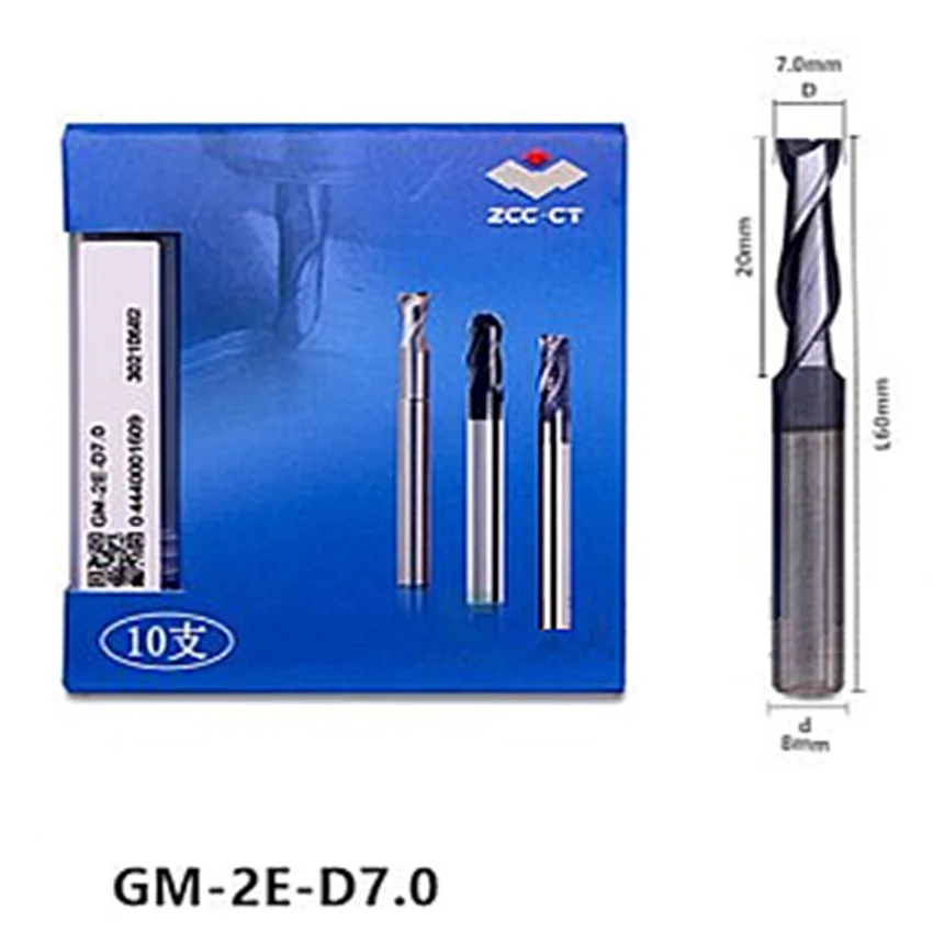 GM-2E-D7.0 ZCC.CT GM-2E Two edge straight shank flat end milling cutter Φ7.0*8*20*60 2T Flat End Mills 2 Flutes Flat End Mills