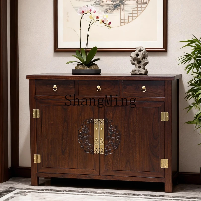 

FG old elm entry porch cabinet Chinese style all solid wood foyer partition locker retro storage