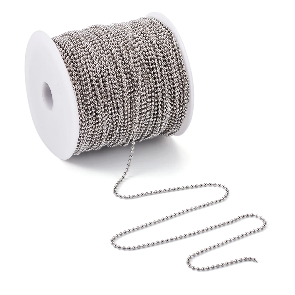 100m/roll 2mm Bead Soldered Iron Ball Bead Chains for Jewelry Making DIY Bracelet Necklace Accessories Beaded Roller Pull Chain