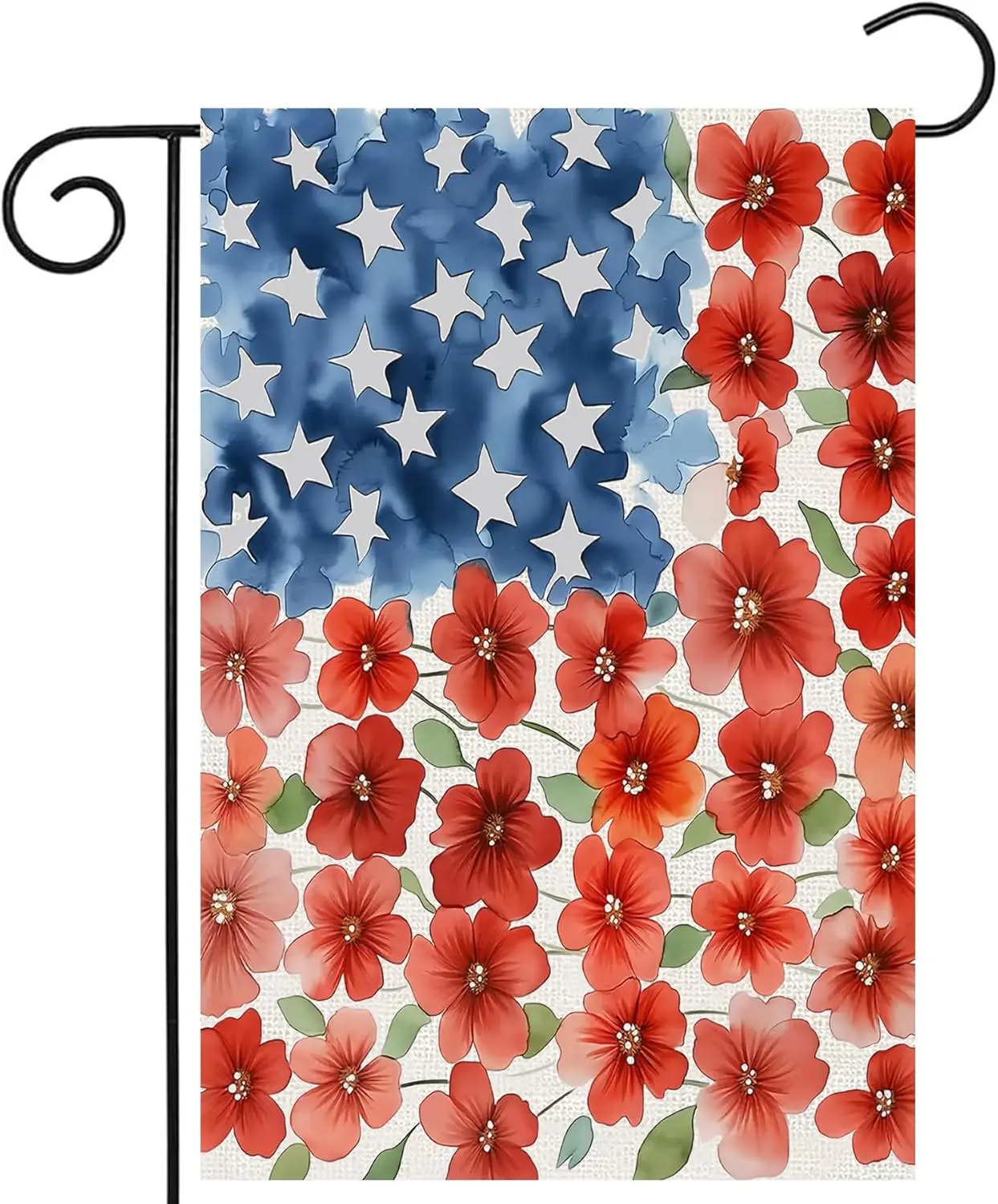 4th of July Patriotic Garden Flags 12x18 Inch Vertical Double Sided Outside, Memorial Day Independence Day Floral Yard Flag  WWP