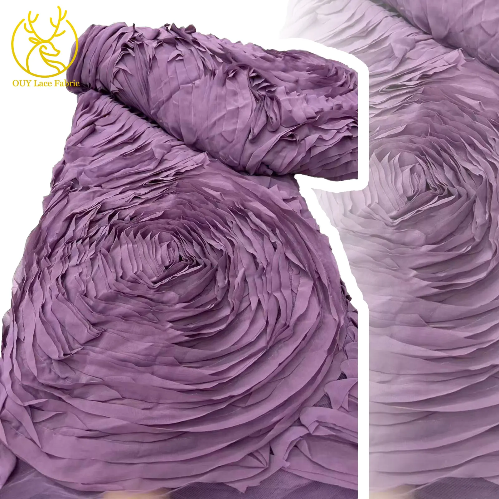 Latest 3D Large Floral French Tulle Lace Fabric 2026 Nigerian African Wedding Lace Fabric Suitable For Wedding Party Dresses