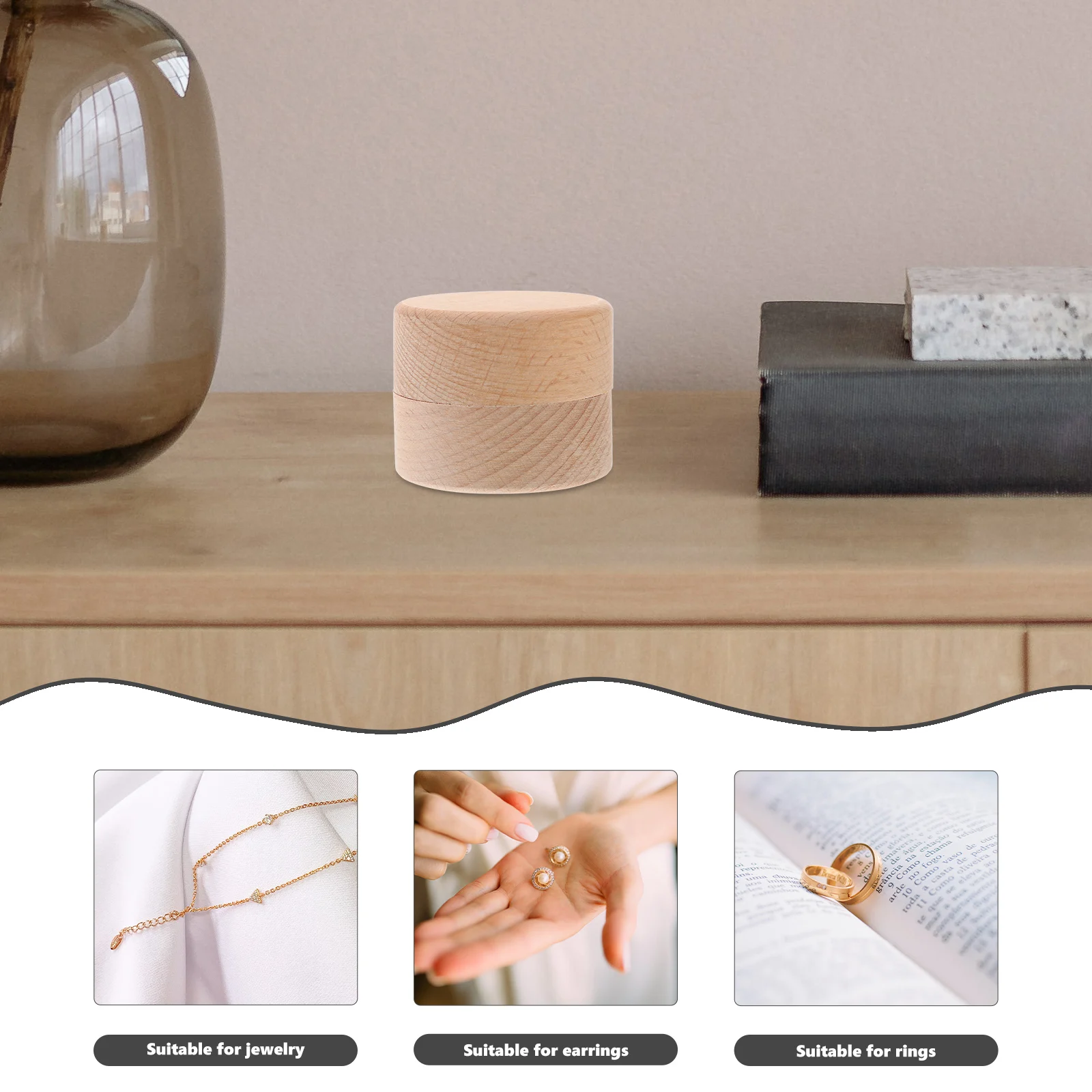 

Jewelry Storage Case for Rings Wedding Ring Box Earrings Gift Decorative Wood Jewelry Boxes Desk Wood Ring Box ganizer
