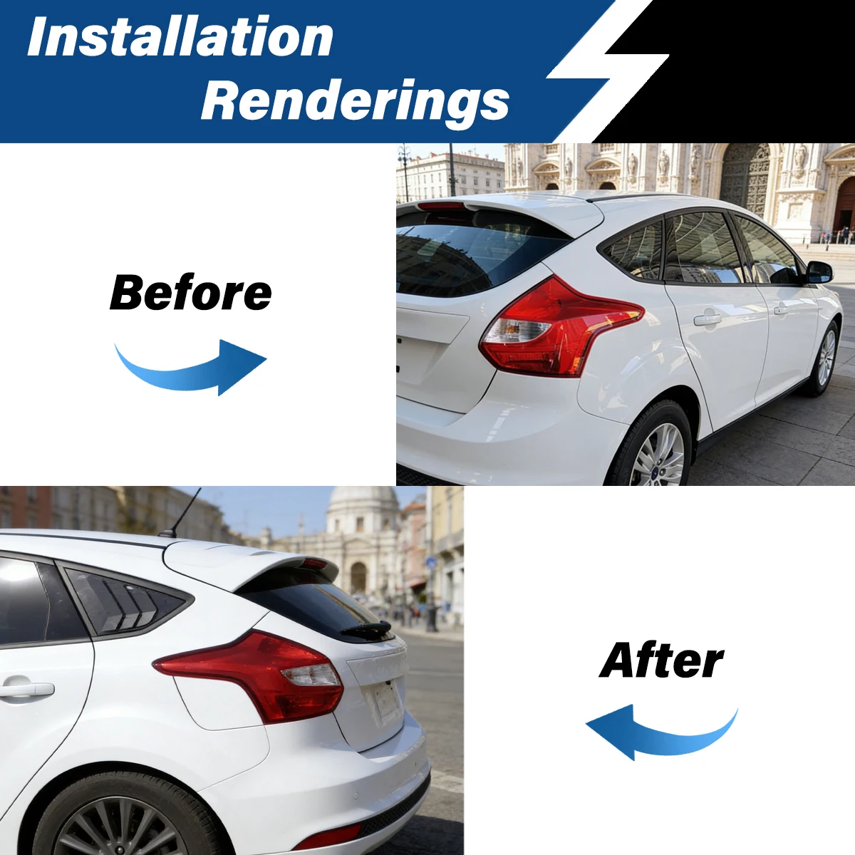 For Ford Focus ST RS MK3 Hatchback 2012 2013 2014 2015 2016 2017 2018 Rear Window Louvers Sun Shade Cover Racing Car Accessories