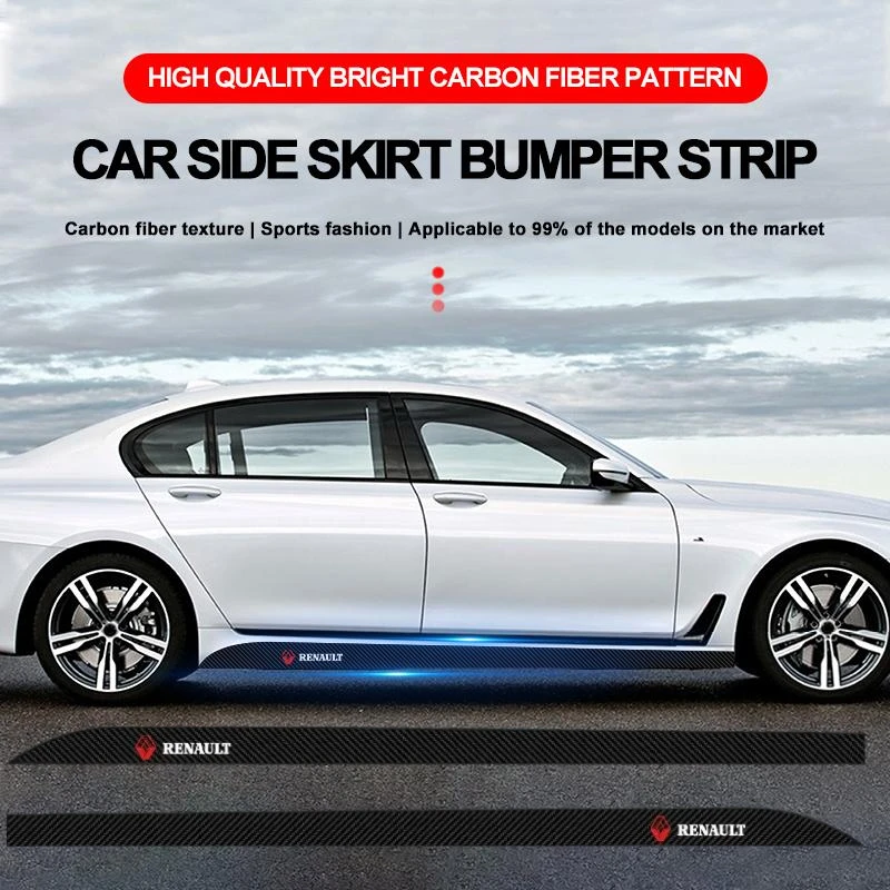 

2pcs Car Door Side Skirt Car Body Decal Carbon Fiber Stickers For Renault Megane 2 3 4 Twingo Clio Talisman Captur Trafic Scenic