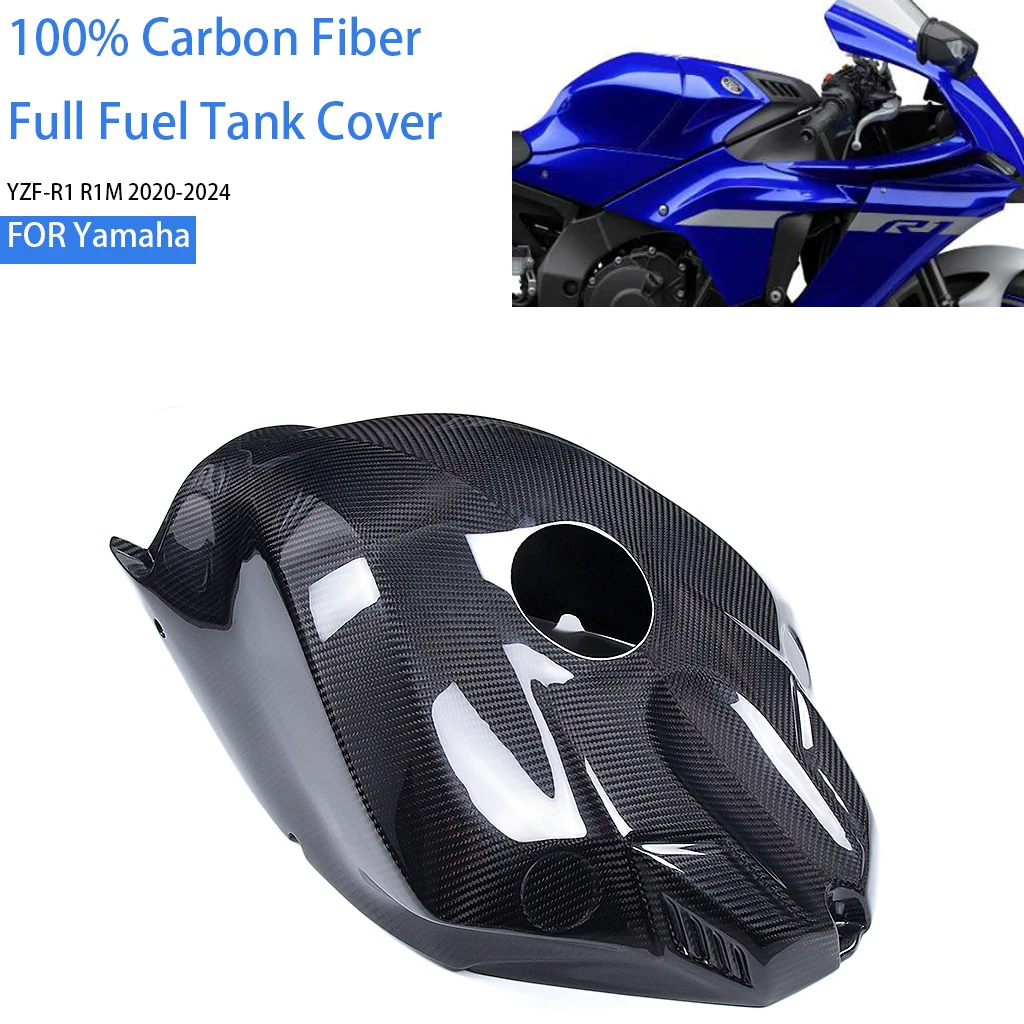 

For Yamaha YZF-R1 R1M 2020-2024 Motorcycle Accessories 100% 3K Carbon Fiber Full Fuel Tank Cover Fairing Gas Cap Guard Protector