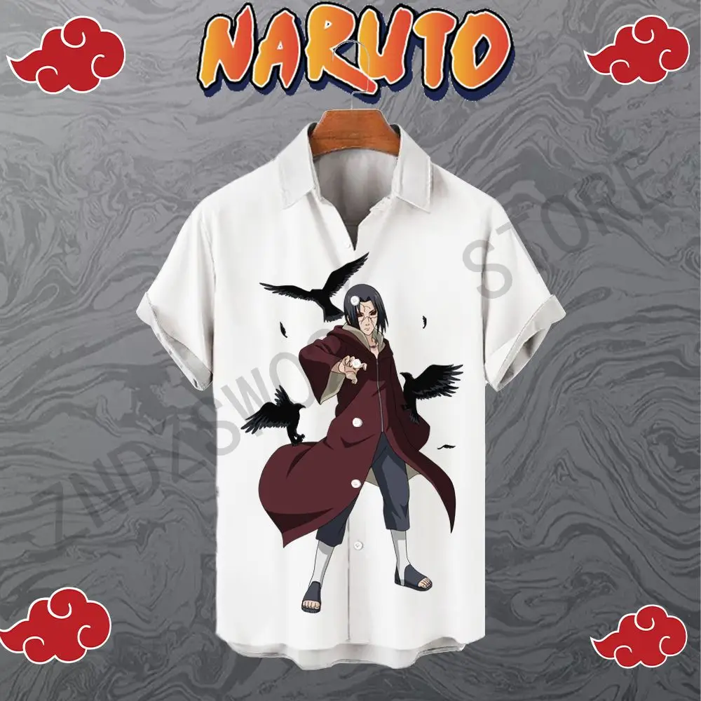 

Naruto Men's Clothing Fashion Shirt Shirts Seaside Trip Cool Anime Short Sleeve Harajuku Summer 2023 Beach Style 5XL Streetwear