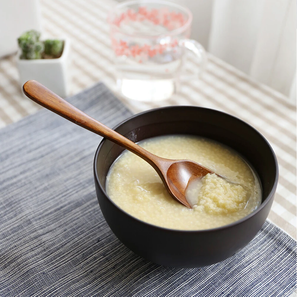 

5PCS Wooden Spoon Set Long H Ecofriendly Natural Nanmu Rice Ladle Soup Eating Kitchen Tool Baking Pastry Tools