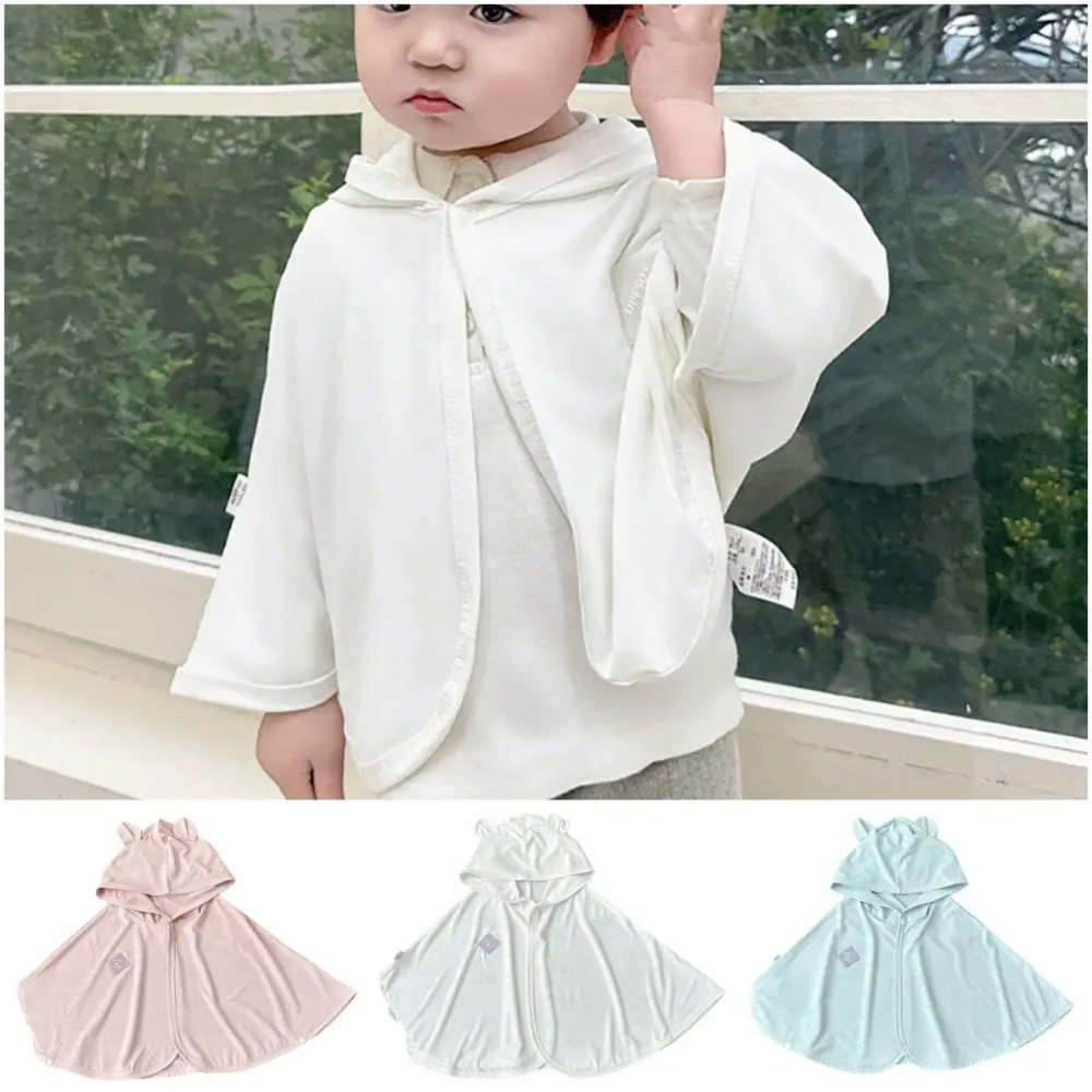 

UPF50+ Kid Sun Protection Hooded Cloak Pink White Blue Light Induced Color Change UV Protective Cloak Thin Cartoon Animal