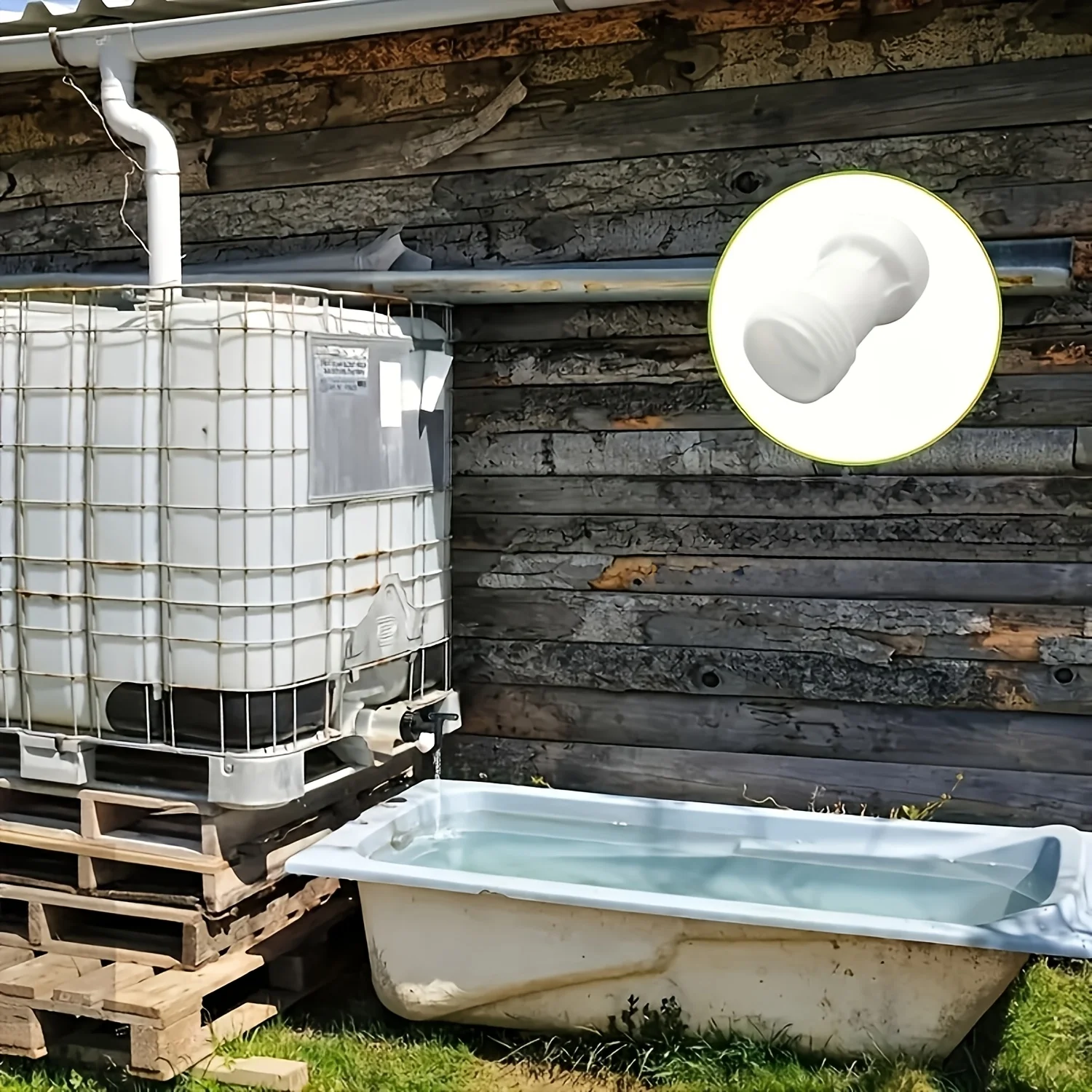 IBC Tank Pipe Extension Adapter, white rustproof accessory for rain barrel drainage, simple to mount for daily use