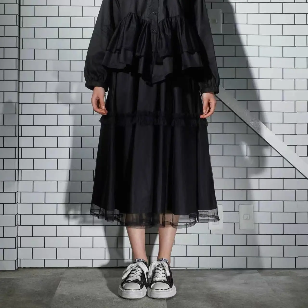 Sheer Tulle Umbrella Skirt Half Skirt 2026 Spring New Commuting Style Loose Ruffle Skirt